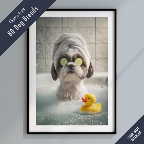 Funny dog bath print - print, –