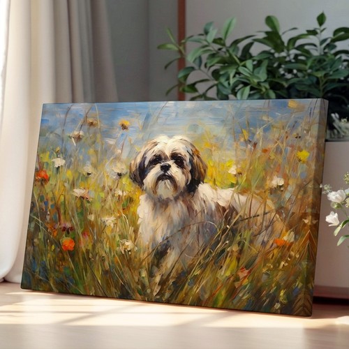 Shih tzu impressionism canvas - impressionism,