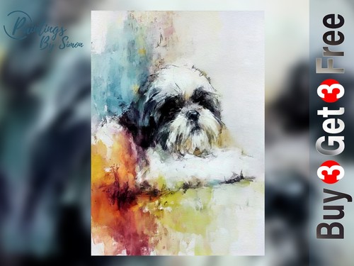 Shih tzu dog - print, on