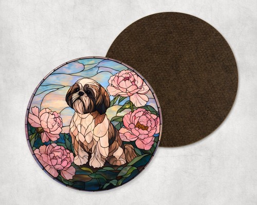 Shih tzu dog pink peony - shih,