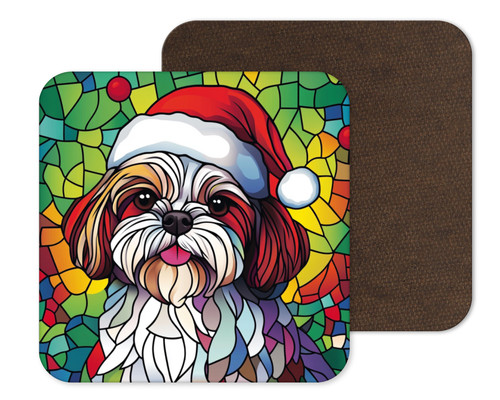Shih tzu santa hat - santa, stained