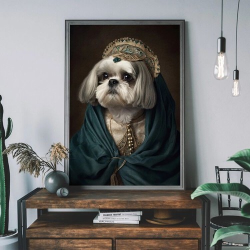 Shih tzu dog - portrait, framed