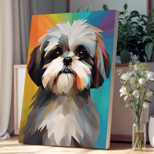 Shih tzu geometric canvas wall - tzu,