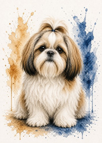 Shih tzu art print colour - tzu,