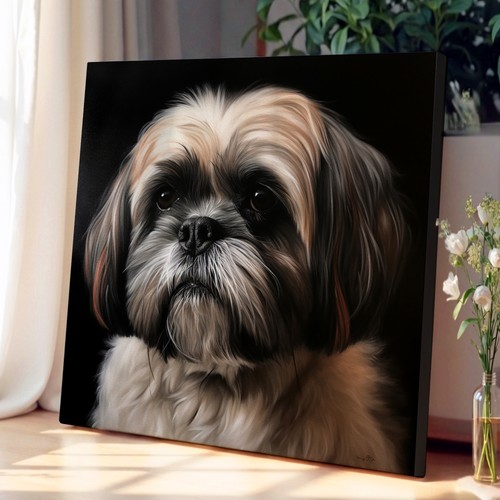 Shih tzu realism canvas wall - shih,