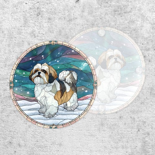 Stained glass style shih tzu - style,