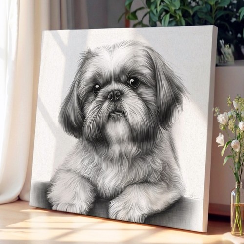 Shih tzu drawing - shih, canvas